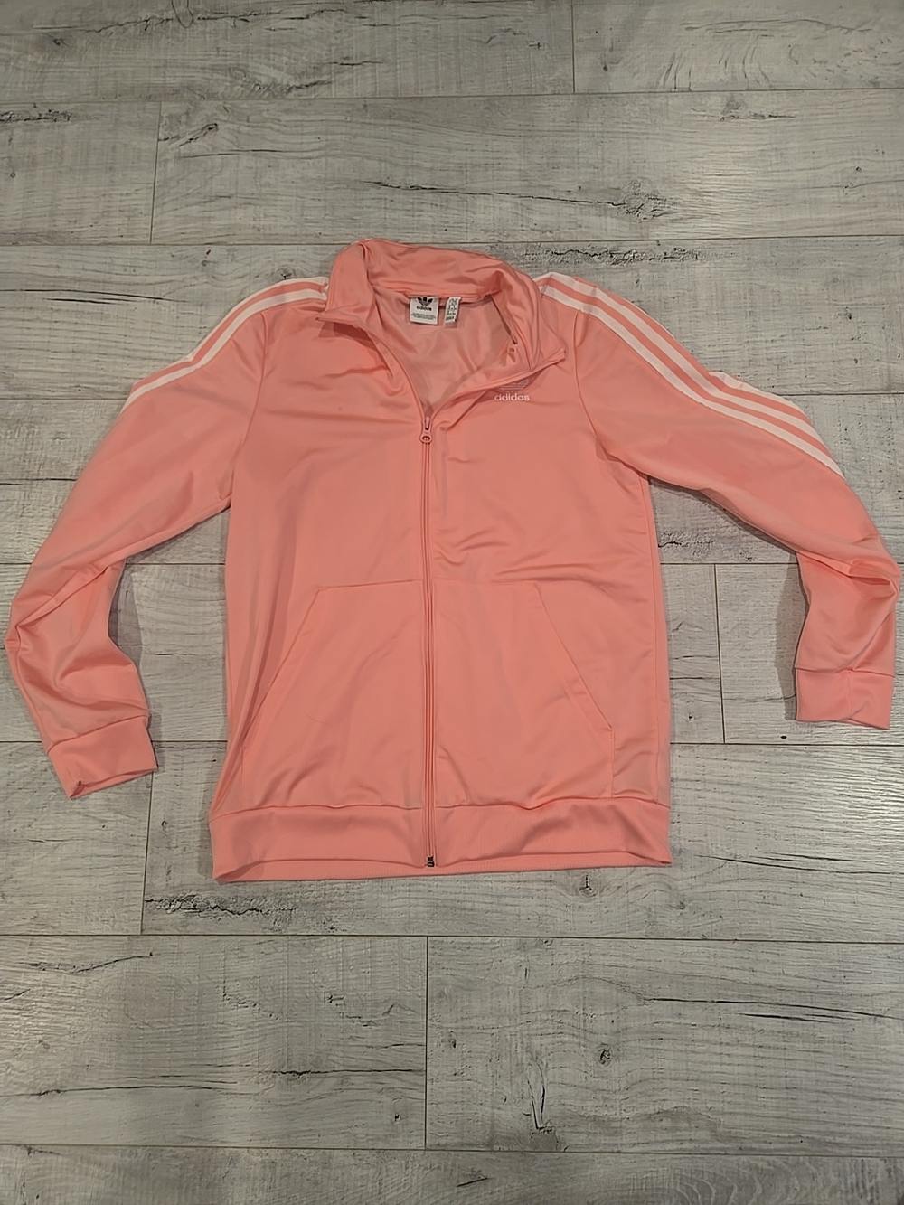 Classic Adidas OG Firebird Pink Logo Track Jacket with White Stripes-Woman's XL
